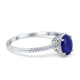 Halo Fashion Ring Oval Simulated Cubic Zirconia Accent 925 Sterling Silver