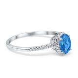 Halo Fashion Ring Oval Simulated Cubic Zirconia Accent 925 Sterling Silver