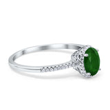 Halo Fashion Ring Oval Simulated Cubic Zirconia Accent 925 Sterling Silver