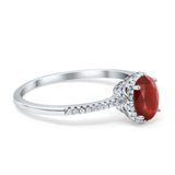 Halo Fashion Ring Oval Simulated Cubic Zirconia Accent 925 Sterling Silver