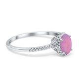 Halo Fashion Ring Oval Simulated Cubic Zirconia Accent 925 Sterling Silver