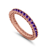 Eternity Wedding Band Rings Round Simulated CZ 925 Sterling Silver