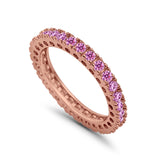 Eternity Wedding Band Rings Round Simulated CZ 925 Sterling Silver
