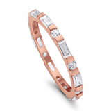 Eternity Stackable Engagement Ring Baguette Simulated CZ 925 Sterling Silver