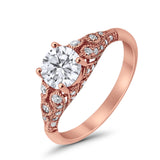 Vintage Wedding Ring Round Cubic Zirconia 925 Sterling Silver RC105152