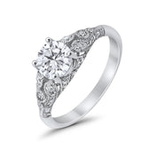 Vintage Wedding Ring Round Cubic Zirconia 925 Sterling Silver RC105152