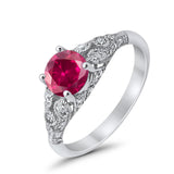 Vintage Wedding Ring Round Cubic Zirconia 925 Sterling Silver RC105152