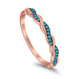 Half Eternity Infinity Twisted Band Rings Simulated CZ 925 Sterling Silver