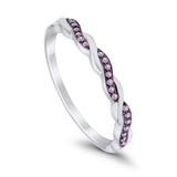 Half Eternity Infinity Twisted Band Rings Simulated CZ 925 Sterling Silver