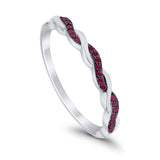 Half Eternity Infinity Twisted Band Rings Simulated CZ 925 Sterling Silver