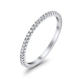 Full Eternity Stackable Wedding Ring Pave Round Simulated CZ 925 Sterling Silver