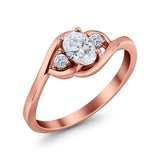 Wedding Ring Oval Cut Round Simulated Cubic Zirconia 925 Sterling Silver