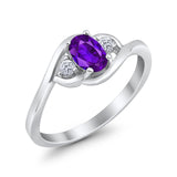 Wedding Ring Oval Cut Round Simulated Cubic Zirconia 925 Sterling Silver