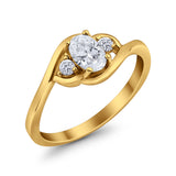 Wedding Ring Oval Cut Round Simulated Cubic Zirconia 925 Sterling Silver