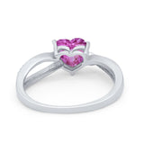 Engagement Heart Promise Ring Simulated Cubic Zirconia 925 Sterling Silver