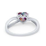 Engagement Heart Promise Ring Simulated Cubic Zirconia 925 Sterling Silver