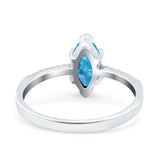 Marquise Solitaire Accent Dazzling Wedding Engagement Ring Round Simulated Cubic Zirconia 925 Sterling Silver