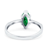Marquise Solitaire Accent Dazzling Wedding Engagement Ring Round Simulated Cubic Zirconia 925 Sterling Silver