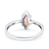 Marquise Solitaire Accent Dazzling Wedding Engagement Ring Round Simulated Cubic Zirconia 925 Sterling Silver