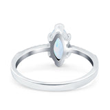 Marquise Solitaire Accent Dazzling Wedding Engagement Ring Round Simulated Cubic Zirconia 925 Sterling Silver