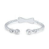 Rope Design Bow Ring Round Eternity Simulated Cubic Zirconia 925 Sterling Silver