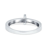 Sideway Cross Ring Round Eternity Simulated Cubic Zirconia 925 Sterling Silver
