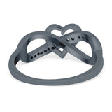 Infinity Two-Tone Heart Promise Ring Round Simulated Cubic Zirconia 925 Sterling Silver (8mm)