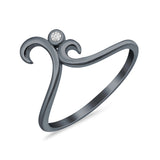 Fashion Swirl Dainty Petite Ring Round Simulated Cubic Zirconia 925 Sterling Silver