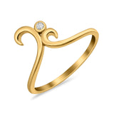 Fashion Swirl Dainty Petite Ring Round Simulated Cubic Zirconia 925 Sterling Silver