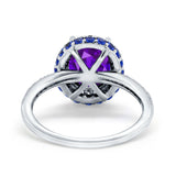 Accent Dazzling Engagement Ring Oval Simulated Cubic Zirconia 925 Sterling Silver