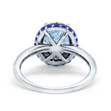 Accent Dazzling Engagement Ring Oval Simulated Cubic Zirconia 925 Sterling Silver
