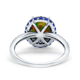 Accent Dazzling Engagement Ring Oval Simulated Cubic Zirconia 925 Sterling Silver