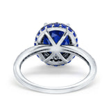 Accent Dazzling Engagement Ring Oval Simulated Cubic Zirconia 925 Sterling Silver