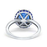 Accent Dazzling Engagement Ring Oval Simulated Cubic Zirconia 925 Sterling Silver