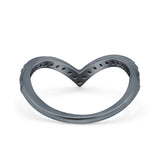 Half Eternity V Chevron Midi Ring Simulated Cubic Zirconia 925 Sterling Silver