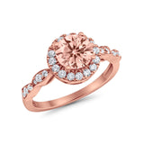 Art Deco Engagement Ring Round Simulated Cubic Zirconia 925 Sterling Silver