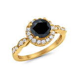 Art Deco Engagement Ring Round Simulated Cubic Zirconia 925 Sterling Silver