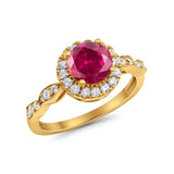 Art Deco Engagement Ring Round Simulated Cubic Zirconia 925 Sterling Silver