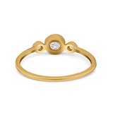 Three Stone Bezel Thumb Ring Band Simulated Cubic Zirconia 925 Sterling Silver