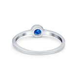 Petite Dainty Wedding Ring Bezel Simulated Cubic Zirconia 925 Sterling Silver