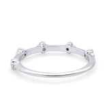 Art Deco Wedding Band Eternity Ring Round Simulated CZ 925 Sterling Silver