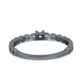 Petite Dainty Band Round Thumb Ring Wedding Band Simulated Cubic Zirconia 925 Sterling Silver