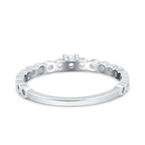 Petite Dainty Band Round Thumb Ring Wedding Band Simulated Cubic Zirconia 925 Sterling Silver