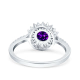 Halo Art Deco Wedding Bridal Ring Round Simulated Cubic Zirconia 925 Sterling Silver