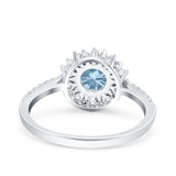 Halo Art Deco Wedding Bridal Ring Round Simulated Cubic Zirconia 925 Sterling Silver