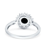 Halo Art Deco Wedding Bridal Ring Round Simulated Cubic Zirconia 925 Sterling Silver