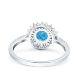 Halo Art Deco Wedding Bridal Ring Round Simulated Cubic Zirconia 925 Sterling Silver