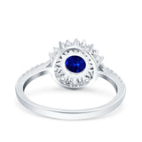 Halo Art Deco Wedding Bridal Ring Round Simulated Cubic Zirconia 925 Sterling Silver