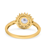 Halo Art Deco Wedding Bridal Ring Round Simulated Cubic Zirconia 925 Sterling Silver