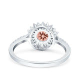 Halo Art Deco Wedding Bridal Ring Round Simulated Cubic Zirconia 925 Sterling Silver